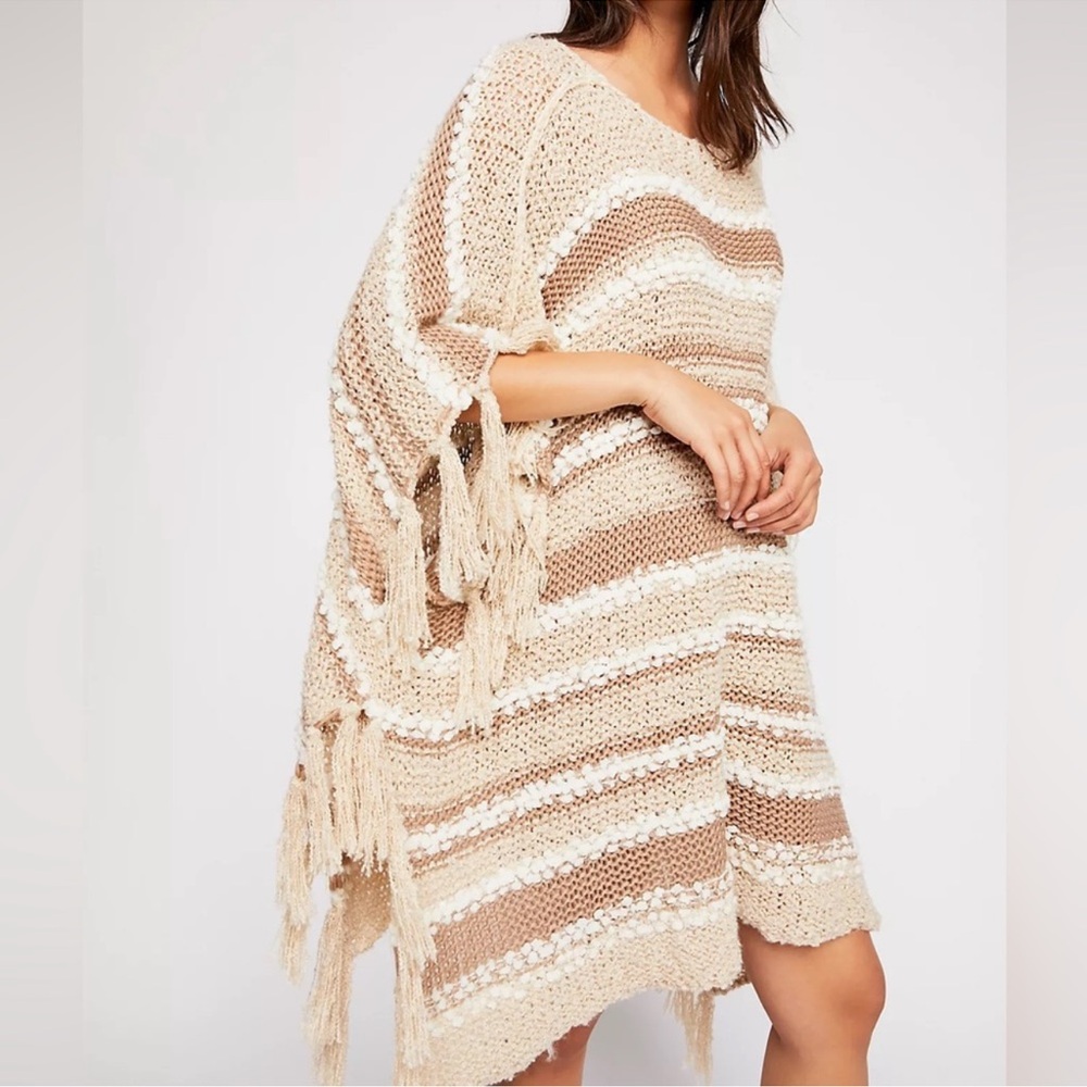 Free People Big Dipper Striped Poncho. Size OS